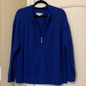 CJ Banks royal blue zipper cardigan. Size X